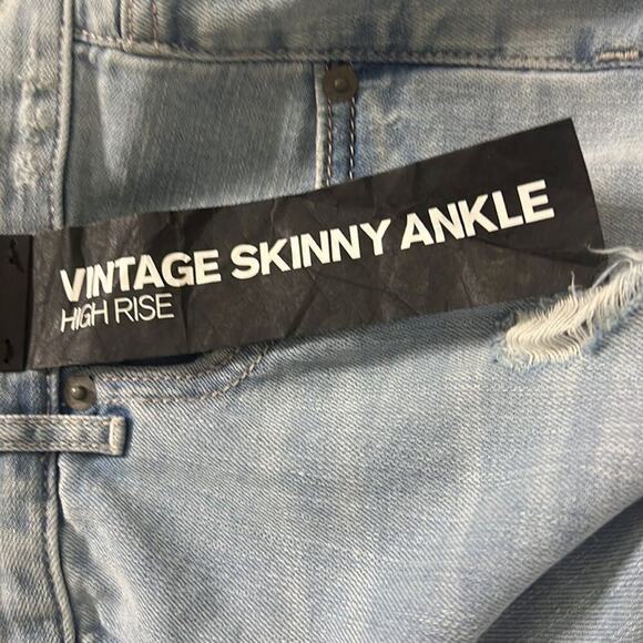 EXPRESS VINTAGE SKINNY ANKLE HIGH RISE DISTRESSED JEANS SIZE 12 - Picture 7 of 9
